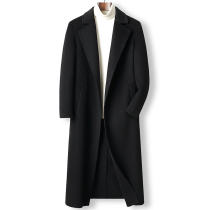 Catwalk winter super long knee-length mens 10 cashmere coat no button trendy fashion belt wool coat windbreaker