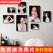 Photo wall decoration non-hole creative personality photo frame hanging wall combination stickers living room wash background one wall photo