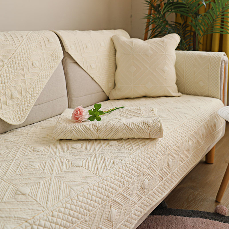 Four seasons of universal anti-slip sofa cushion fabric solid wood cushion cotton non-slip modern simple cotton sofa cover towel