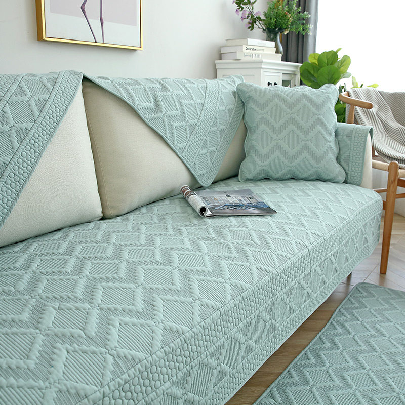 Sofa cushion cotton four seasons fabric simple summer cushion modern universal sofa cover back-to-back non-slip sofa towel cover