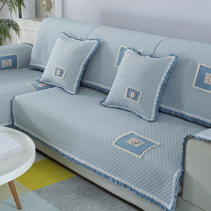 Four seasons cotton non-slip sofa cushion fabric cotton mat simple modern pastoral combination universal sofa cover towel