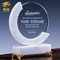 White marble trophy Crystal custom medal custom creative high-grade atmosphere Honor authorization card Retirement souvenir