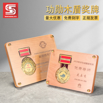 Solid Wood medals custom authorization brand custom creative anti-epidemic crystal trophy metal Merit medal souvenir production