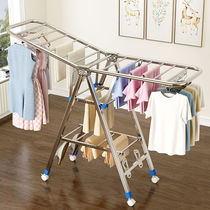 Stainless steel clothes rack Floor folding indoor balcony Household cool drying rack Baby diaper rack artifact towel rack