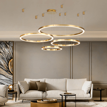 Nordic luxury living room compound building aisle creative personality modern simple circle atmospheric restaurant project chandelier