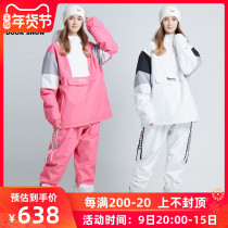 New ski suit women mens suit veneer winter Tide brand waterproof double board couple color split ski pants