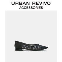 URBAN REVIVO2021 summer new womens accessories stitching shallow flat heel shoes AW10TS1N2001