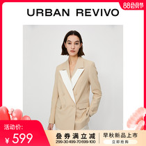 UR2021 summer new womens loose suit collar rotator cuff straight suit jacket WJ06S1CN2000