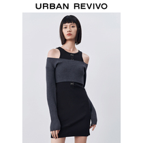 UR2022 autumn new womens design sense fake two pieces skinny knit dress WV34S9FN2000
