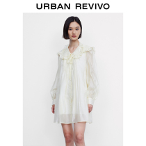 UR2022 autumn new womens French vintage thin lapel dress WU34S7AN2000