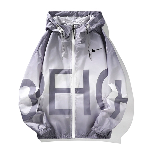 Nike, мужская трендовая шелковая уличная дышащая одежда для защиты от солнца с капюшоном, градиент, оверсайз, большой размер