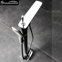 SHAMANDA all-copper hot and cold water white floor type bathtub tap cylinder side type black column type shower head suit
