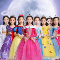 New Years Day Childrens Clothing Frozen Princess Aisha Dress Girls Sleeping Beauty Bell Cinderella Dress Long Sleeve