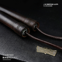 summitdragon vintage Ebony handle cowhide skipping rope wooden handle sinking hand collection boxing skipping rope