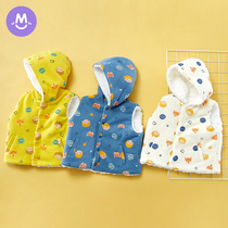 Baby padded velvet cotton hooded vest baby warm vest autumn and winter children Boy horse clip girl shirt