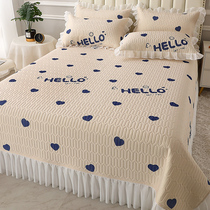 Net Red Princess Wind Cool silk Latex Ice Silk Mat three sets lace bedside bed cover Foldable washed soft mat