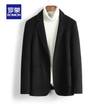 Romon autumn and winter woolen coat mens short black youth self-cultivation double-sided woolen suit jacket woolen woolen top