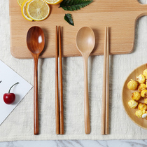 Jingyu Japanese household chopsticks spoon set natural log chopsticks spoon Jingyu winding line creative chopsticks spoon set