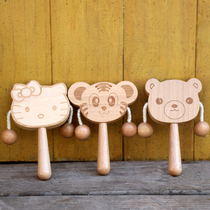 Wooden rattle can bite baby educational toys 6-9-12 months boys and girls 1 year old baby wooden rattle