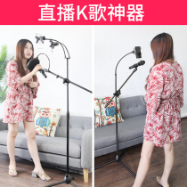 Microphone bracket Net Red live singing tripod desktop desktop fast hand National K song capacitor wheat mobile phone tablet computer wireless microphone rack multi-device landing lift anti-shock frame
