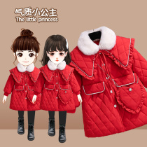 Han clothing winter clothing girls New Year clothing Chinese style New Year clothing padded and velvet children cotton-padded jacket female baby Tang clothing