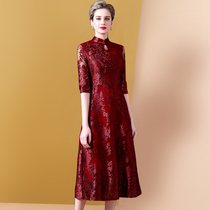 Autumn new young high-end mother-in-law wedding dress Cheongsam modified dress mother wedding dress foreign style