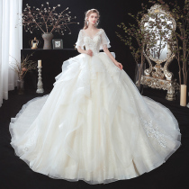 Light wedding dress 2021 new bride little man hubenson Super fairy dream temperament large size pregnant women tail