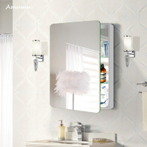 Rounded bathroom mirror cabinet wall-mounted bathroom storage wall-mounted mirror cabinet space aluminum wash mirror storage cabinet customization