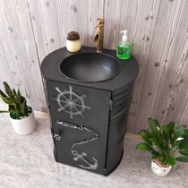 Industrial wind wash basin creative bar wash basin floor integrated column cabinet wash table retro wash basin