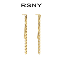 (New product)RSNY high-grade sense ear chain 2021 new temperament long earrings trendy fashion face thin drop earrings