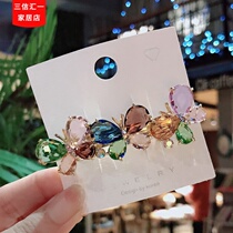 Korean fashion rhinestone hairclip crystal butterfly large top clip spring clip elegant womens back head hairpin headgear