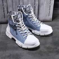 2021 autumn couples autumn and winter tooling Martin boots mens high help British style canvas breathable Korean trend high shoes