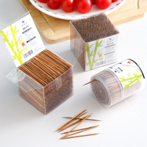 Carbonized toothpick disposable household high-grade Bamboo toothpick double-headed pointed fruit with bamboo picking artifact hotel box