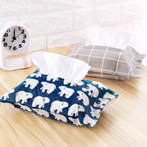 Simple cotton linen fabric tissue bag Nordic creative paper bag home living room car office toilet tissue box