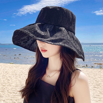 Lace fisherman hat woman summer cover with foldable sunscreen hat big hat peak sunshades and fashion foreign air season 100 hitch