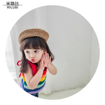 2020 childrens clothing spring and summer New Fashion Womens rainbow sling knitted vest sling small children Korean version White