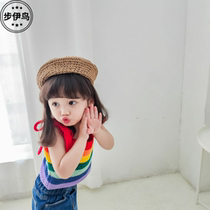 Mi Lubi 2020 childrens clothing spring and summer New Fashion Womens rainbow suspenders knitted vest suspenders