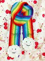 DIY handmade wool crochet rainbow White Cloud scarf electronic graphic picture tutorial