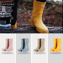 UNICARE European and American rain shoes female adult non-slip rain boots water shoes fashion waterproof overshoes rubber shoes