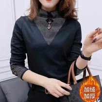 Middle-aged mother clothing 2021 autumn and winter New one velvet diamond fashion temperament Joker small shirt middle-aged and elderly base shirt