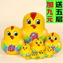 Matryoshka Russian set chicken toy 10-layer creative shaking sound with the same section can not pick up the chicken gift Matryoshka Russian set chicken toy 10-layer creative shaking sound with the same section