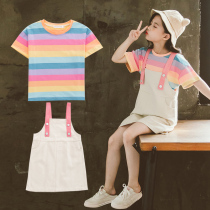  Girls summer dress 2021 new 3 summer Korean version 4 middle and large children 5 girls 6 foreign style 7 strap skirt 8 years old