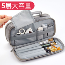 Large capacity pencil bag Multi-function handbag bag Multi-compartment art students receive bags Cosmetic bags Stationery boxes for boys and girls Middle and high school students Simple creative personality funny powerful storage function bag