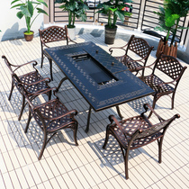 Table Dining Chairs Au Style Restaurant Suite Furniture Home Electricity Barbecue Table Chairs Combined Outdoor Garden Balcony Roast