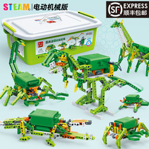 Mechanical dinosaur building block toy simulation animal Electric Gear Power set boy assembly model Bangbao 6 years old