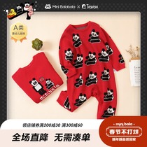 (TOYOYA) Mini Balabala newborn baby out jumpsuit winter warm ha clothes climbing suit