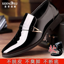 Leather shoes mens breathable dress business Interior high shoes pointed Korean version of wedding shoes autumn and winter plus velvet warm