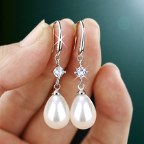 Japanese and Korean pearl earrings female medium length 2021 all new sterling silver earrings national temperament thin