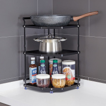 Kitchen shelf pot rack countertop corner shelf triangle household multi-layer supplies desktop wok storage