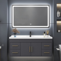 Modern simple hand wash basin cabinet combination solid wood bathroom cabinet combination light luxury wash table small apartment
